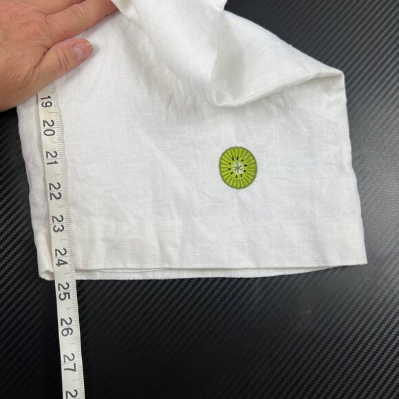 Jillian Jones Wide-Leg Linen Pants Cropped Women’s Sz 12 White Fruit Embroidery - Picture 10 of 15